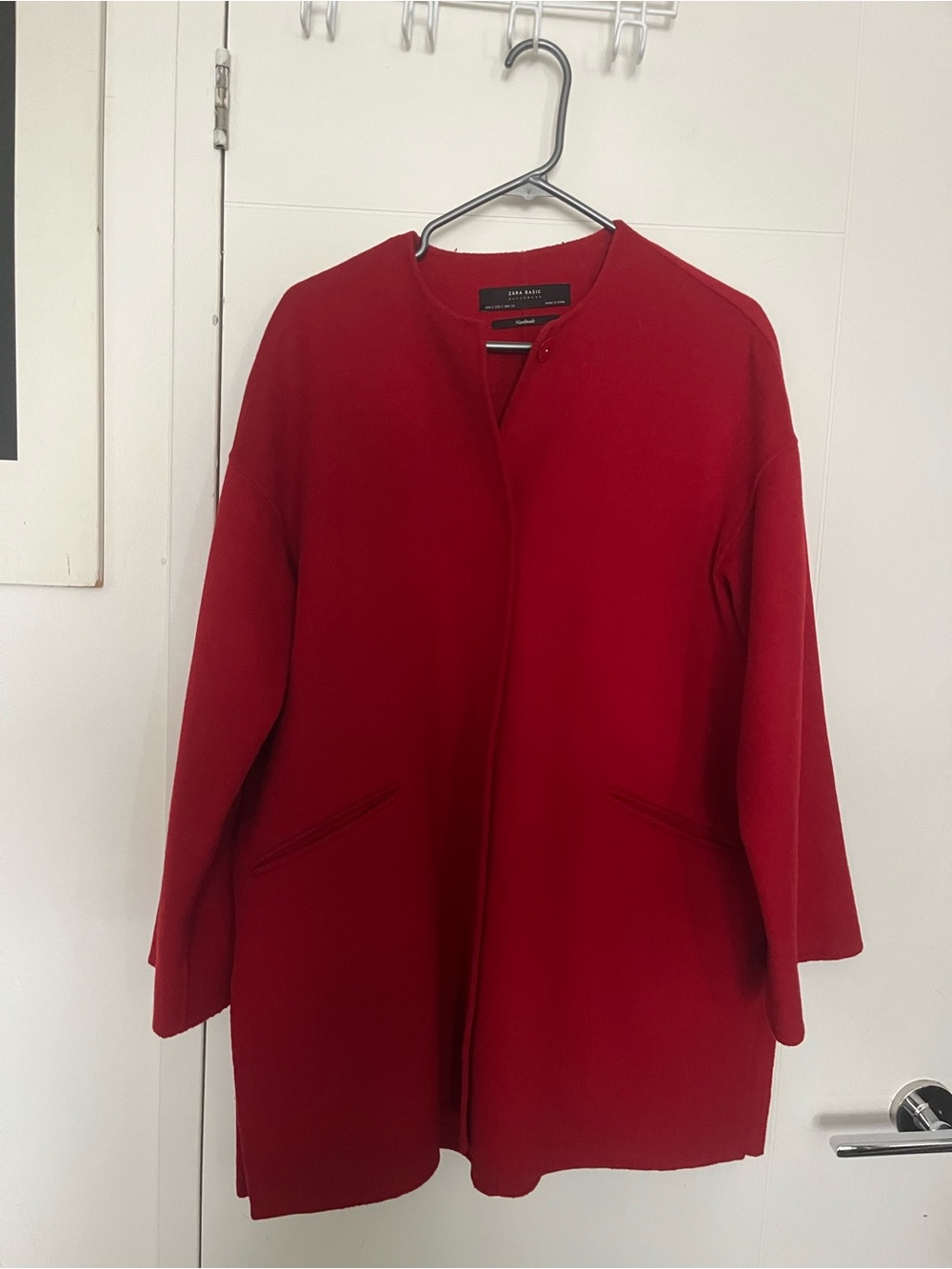 Zara Handmade Red Collarless Trench Coat